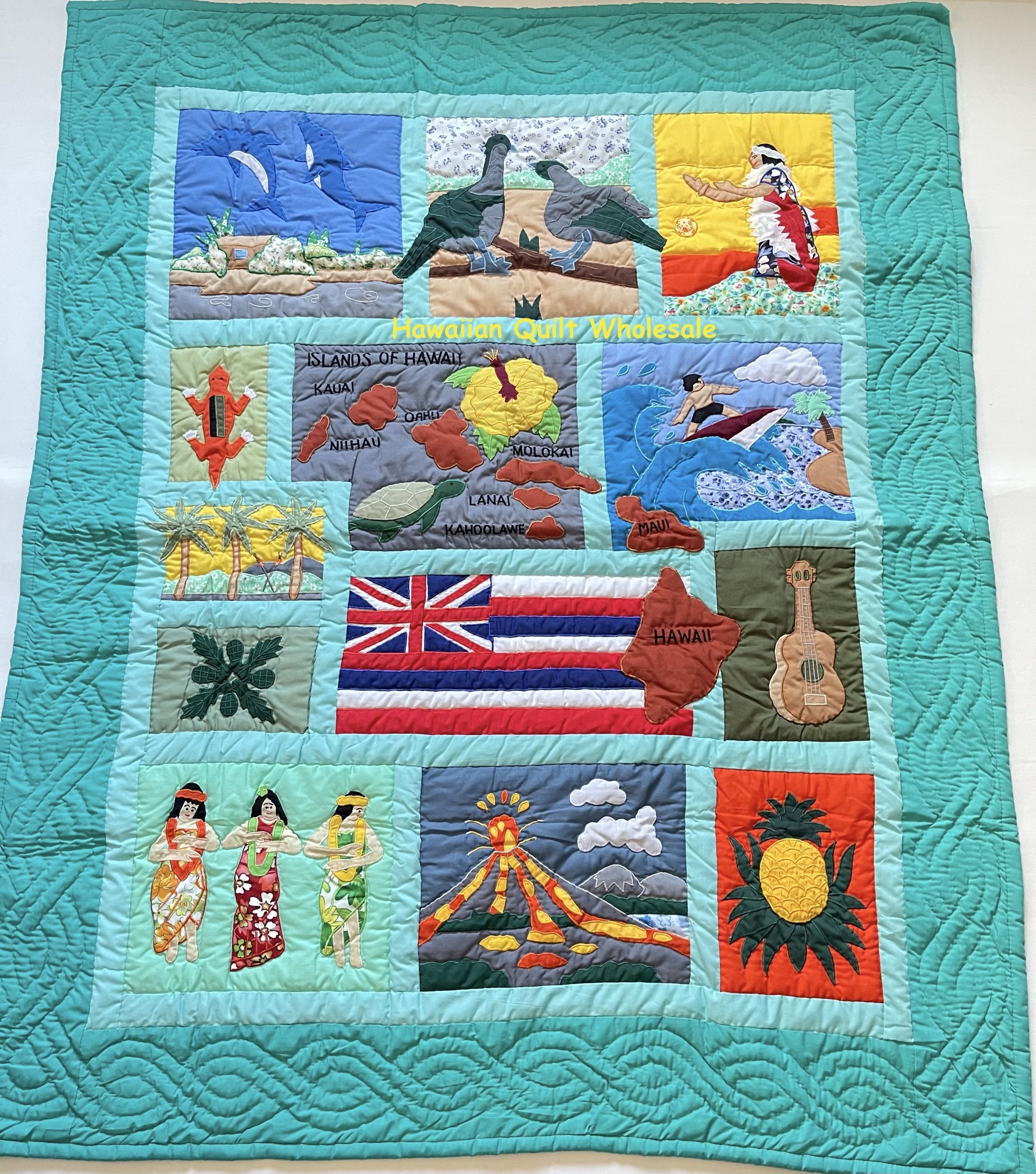 Hawaiian Islands Hibiscus Flag AG Hawaiian Quilt Wholesale