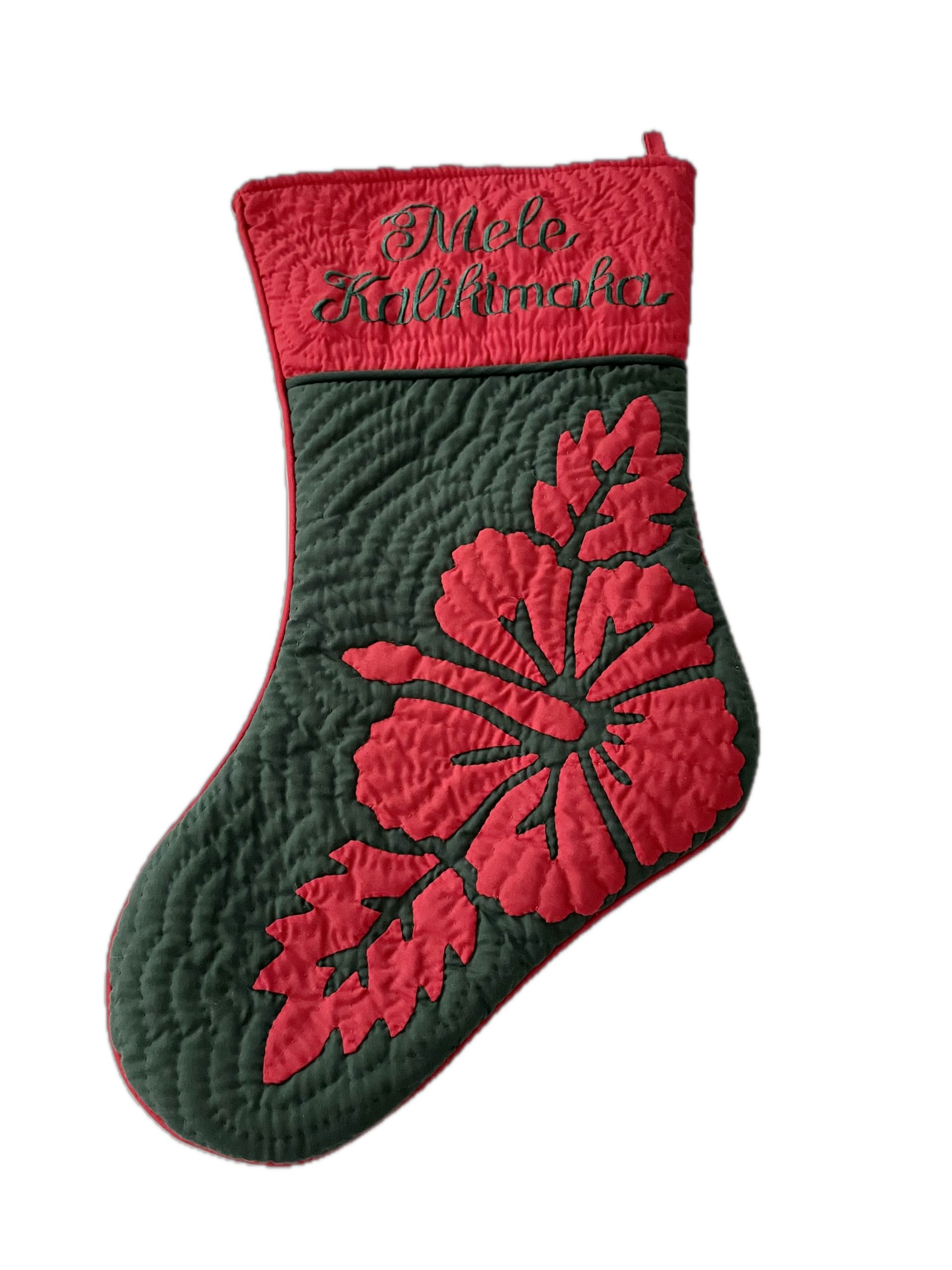 Hibiscus Christmas quilted Stocking RG